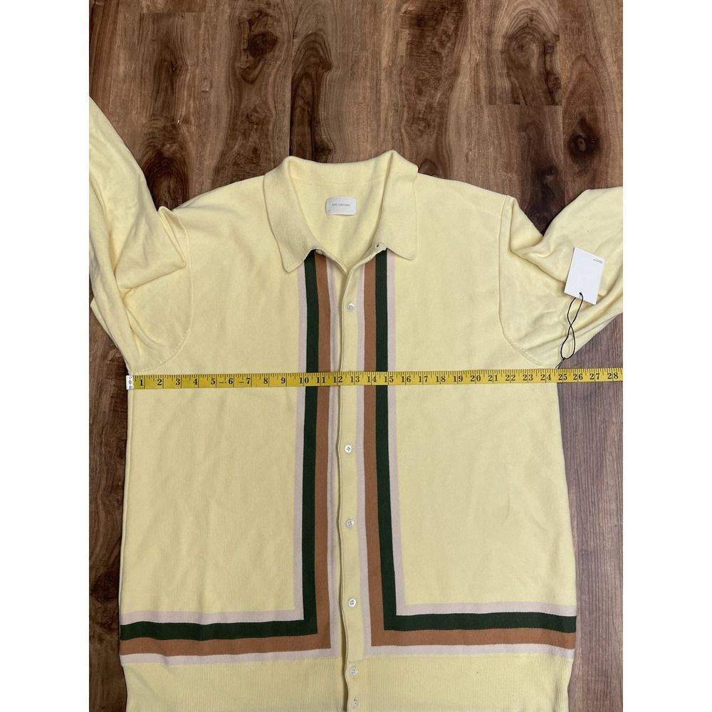 NWT Aimé Leon Dore Yellow Striped Cotton Polo Cardigan Sweater XXL - Picture 6 of 9